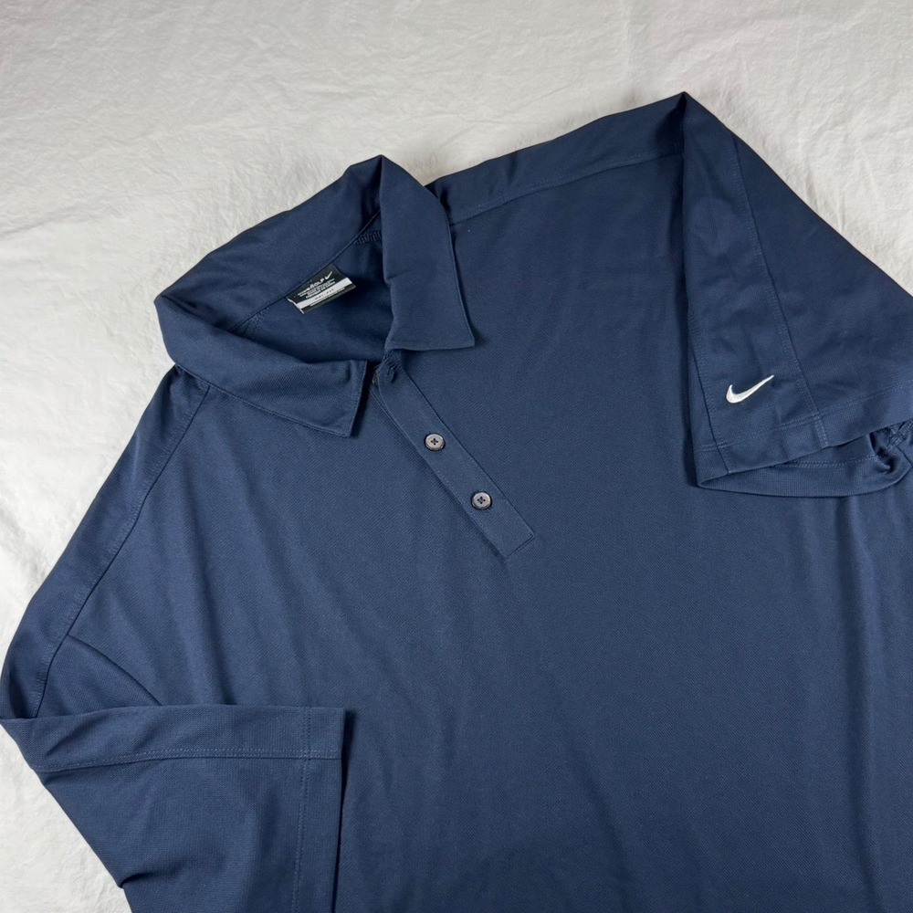 Nike Men's Size XXL Navy Blue Dri-Fit Short Sleeve Performance Polo Shirt